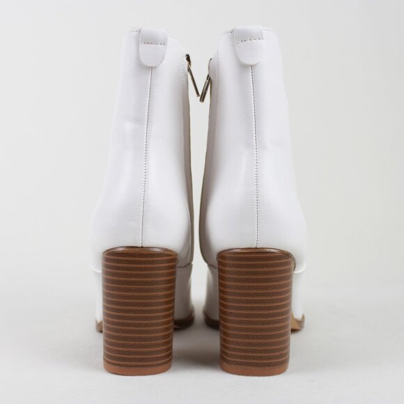 Faux Leather Square Toe Ankle Boots - Picture 9 of 15